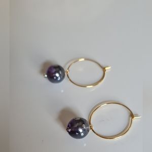 Natural Stone Hoop Earrings Handmade Jewelry